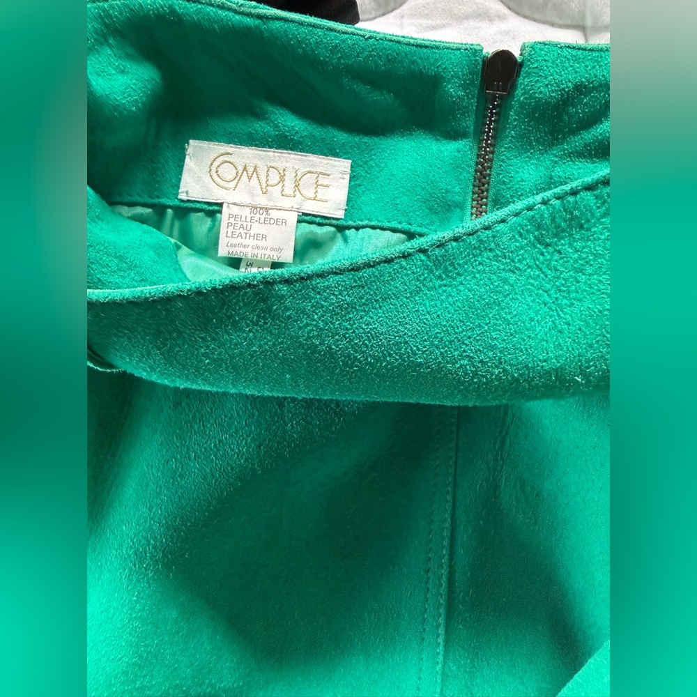 Emerald Green A-Line Leather Skirt